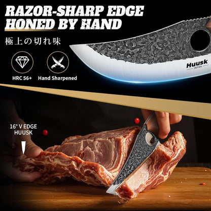 Huusk Japanese Meat Cleaver Knife 6.5", Butcher Knife for Meat Cutting