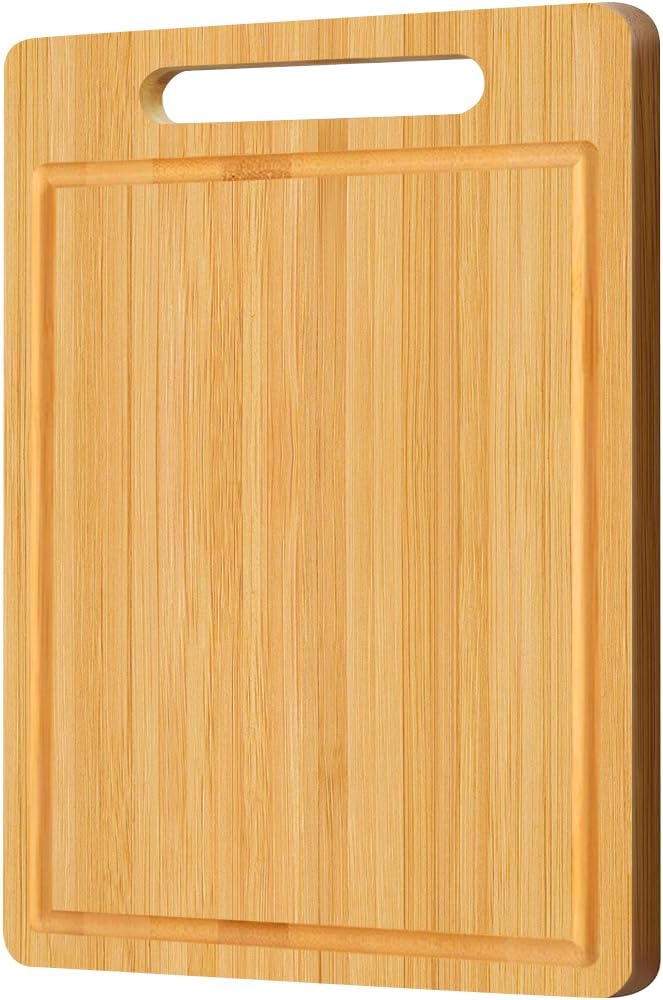 Bamboo Cutting Board, Wooden Cutting Boards for Kitchen, Wood Double Sided Food-Grade Chopping Board for Meat Cheese Vegetable (Small)