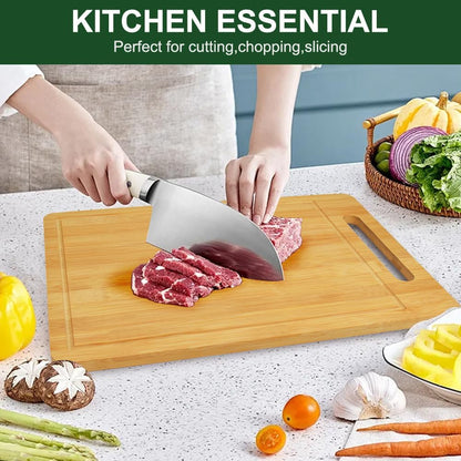 Bamboo Cutting Board, Wooden Cutting Boards for Kitchen, Wood Double Sided Food-Grade Chopping Board for Meat Cheese Vegetable (Small)