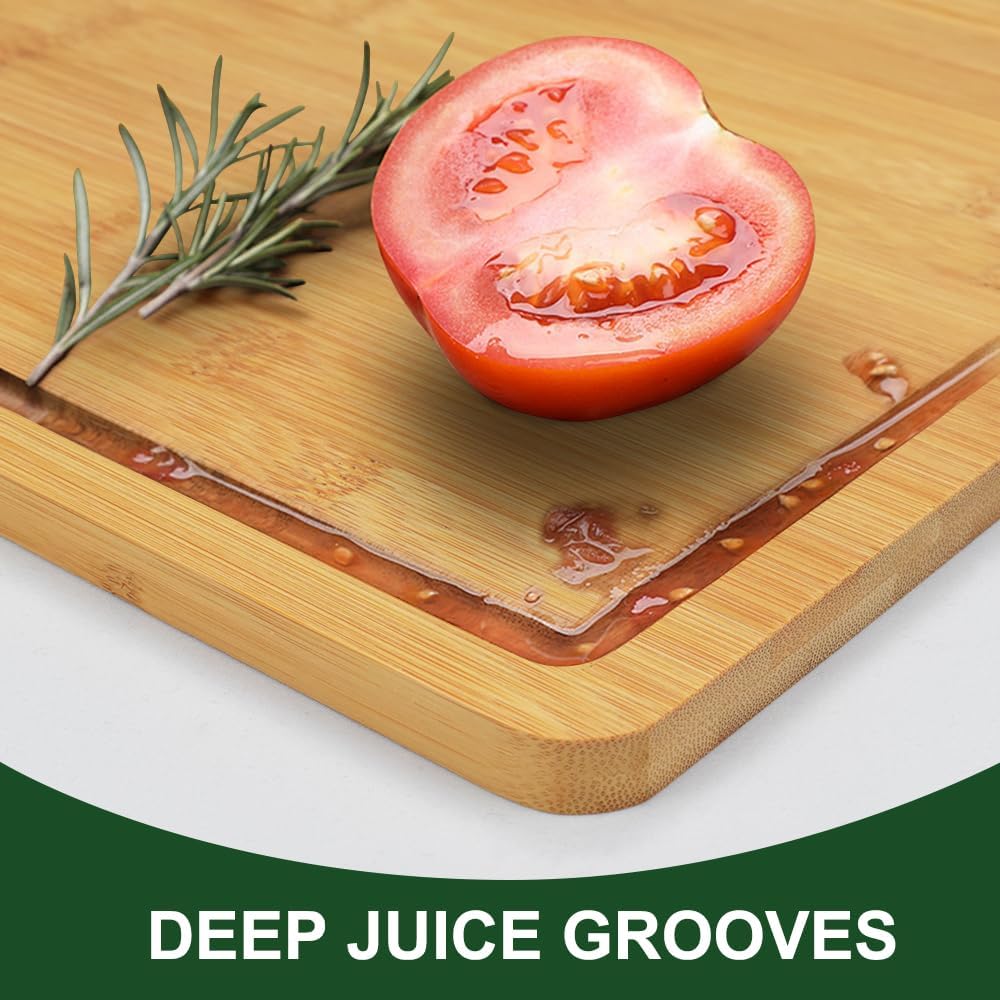 Bamboo Cutting Board, Wooden Cutting Boards for Kitchen, Wood Double Sided Food-Grade Chopping Board for Meat Cheese Vegetable (Small)