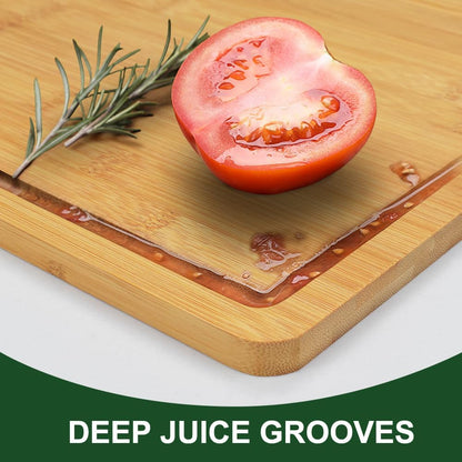 Bamboo Cutting Board, Wooden Cutting Boards for Kitchen, Wood Double Sided Food-Grade Chopping Board for Meat Cheese Vegetable (Small)