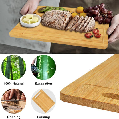 Bamboo Cutting Board, Wooden Cutting Boards for Kitchen, Wood Double Sided Food-Grade Chopping Board for Meat Cheese Vegetable (Small)