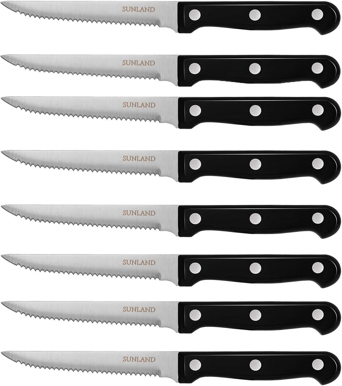 SUNALND Steak Knives Set,Micro Serrated Edge Full Tang Triple Riveted Steak Knife (4)