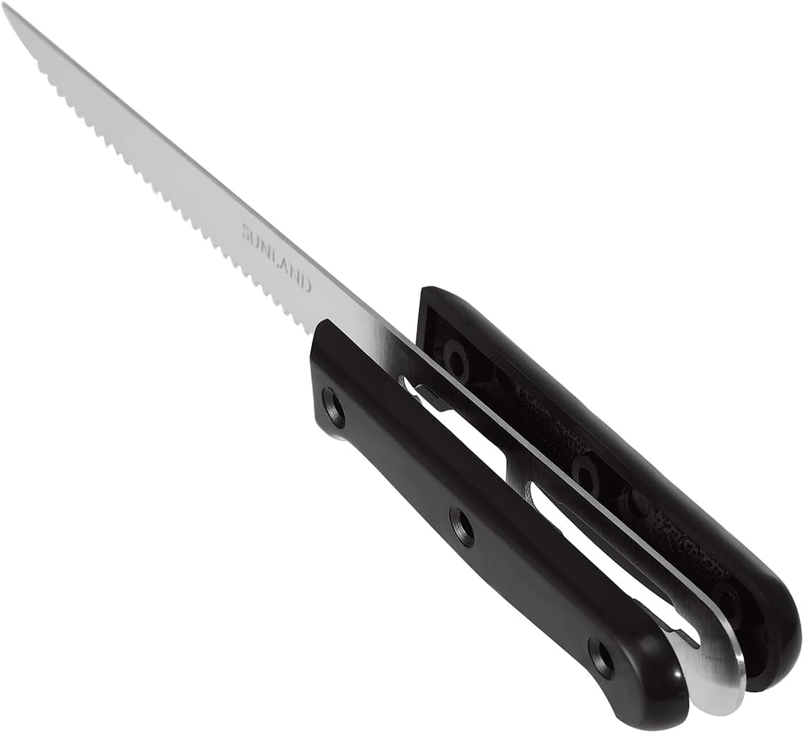 SUNALND Steak Knives Set,Micro Serrated Edge Full Tang Triple Riveted Steak Knife (4)