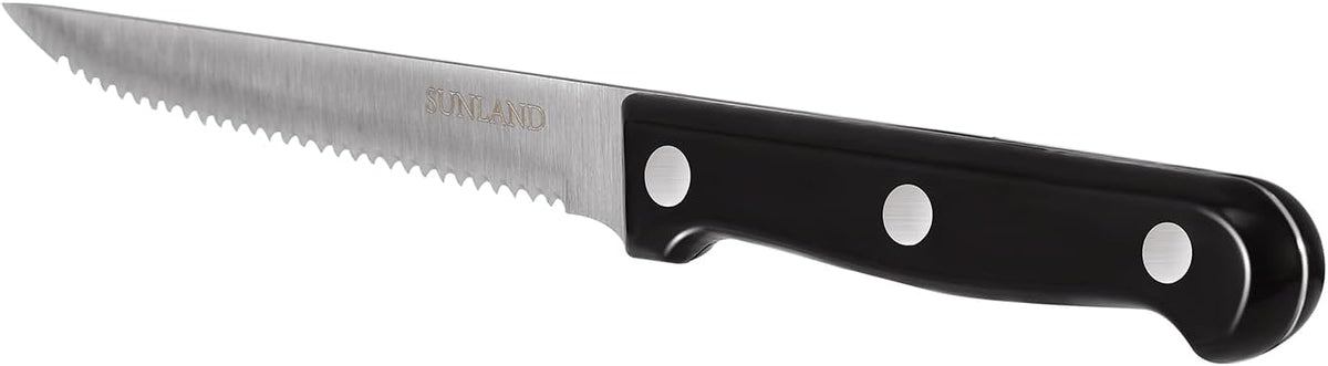 SUNALND Steak Knives Set,Micro Serrated Edge Full Tang Triple Riveted Steak Knife (4)