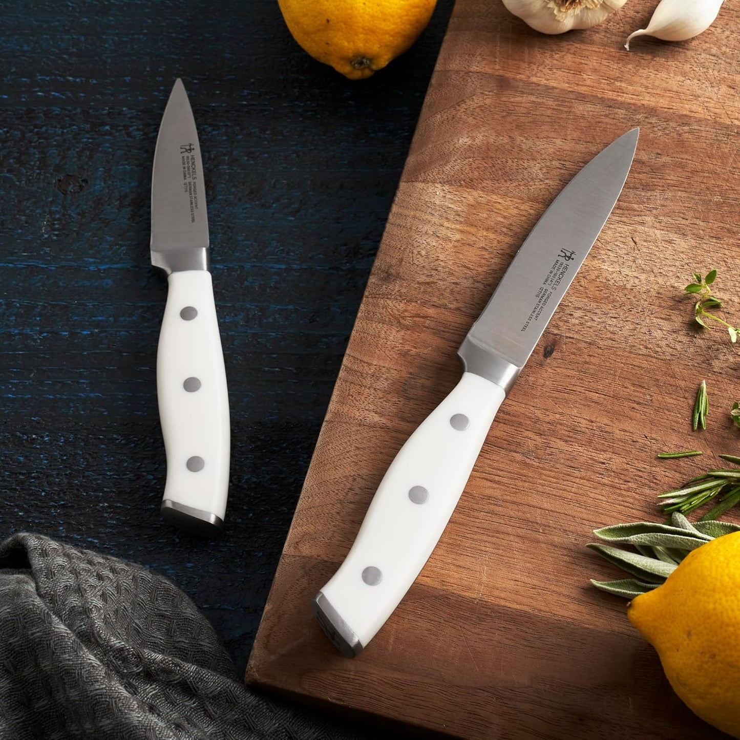 Forged Accent Razor-Sharp 2-pc Paring Knife Set, White Handle, German Engineered Informed by 100+ Years of Mastery