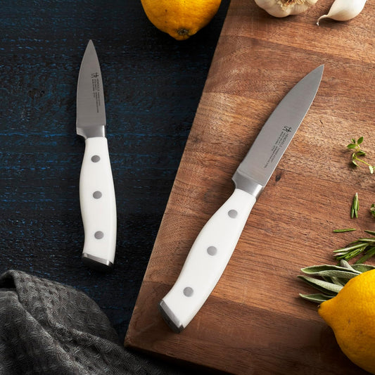 Forged Accent Razor-Sharp 2-pc Paring Knife Set, White Handle, German Engineered Informed by 100+ Years of Mastery