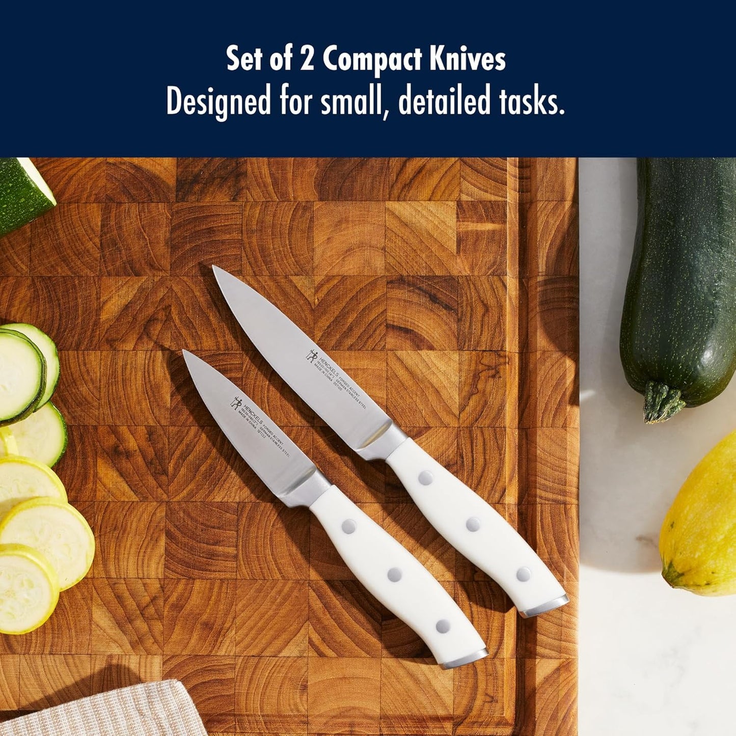 Forged Accent Razor-Sharp 2-pc Paring Knife Set, White Handle, German Engineered Informed by 100+ Years of Mastery