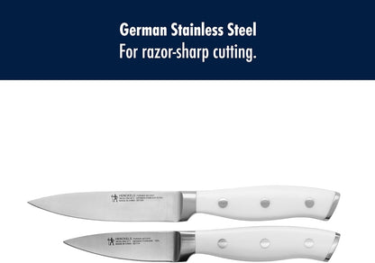 Forged Accent Razor-Sharp 2-pc Paring Knife Set, White Handle, German Engineered Informed by 100+ Years of Mastery