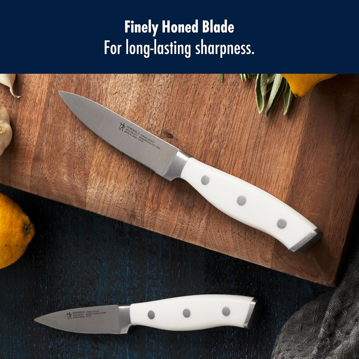 Forged Accent Razor-Sharp 2-pc Paring Knife Set, White Handle, German Engineered Informed by 100+ Years of Mastery