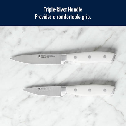 Forged Accent Razor-Sharp 2-pc Paring Knife Set, White Handle, German Engineered Informed by 100+ Years of Mastery