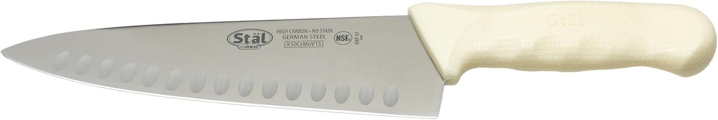 8" Commercial-Grade Chef's Knife with Hollow Handle, White
