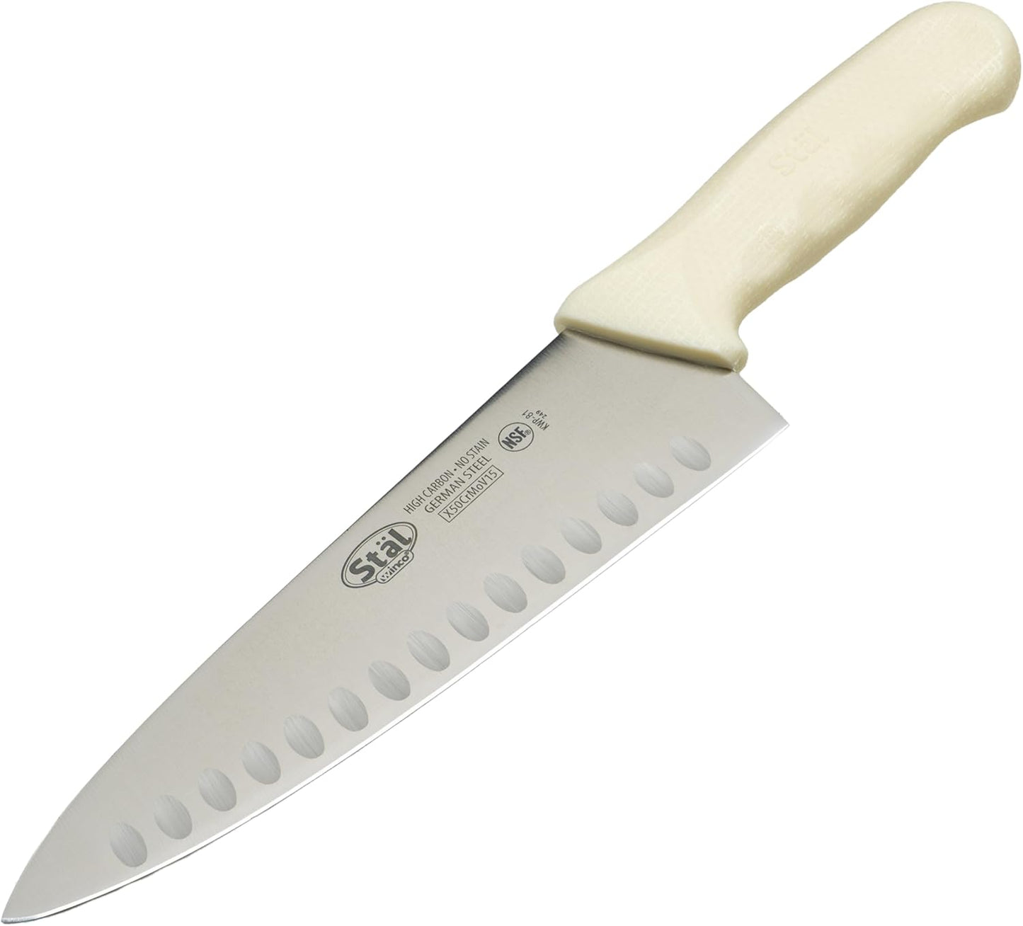 8" Commercial-Grade Chef's Knife with Hollow Handle, White