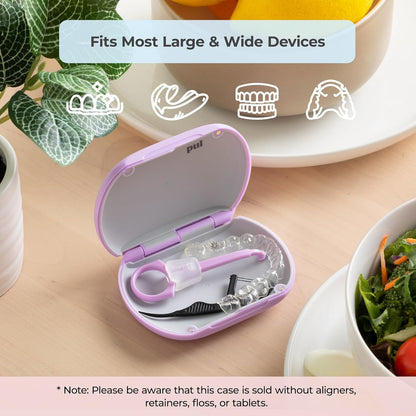 PUL Retainer Case for Invisalign & Clear Aligners - Slim Clear Aligner Case with Secure Magnetic Closure - Travel Retainer Holder for Invisalign Accessories, Mouth Guards & Dentures - Gray