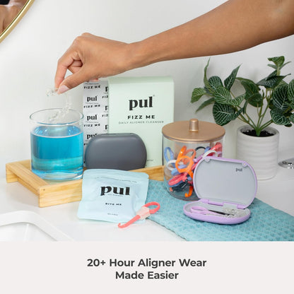 PUL Retainer Case for Invisalign & Clear Aligners - Slim Clear Aligner Case with Secure Magnetic Closure - Travel Retainer Holder for Invisalign Accessories, Mouth Guards & Dentures - Gray