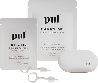 PUL Retainer Case for Invisalign & Clear Aligners - Slim Clear Aligner Case with Secure Magnetic Closure - Travel Retainer Holder for Invisalign Accessories, Mouth Guards & Dentures - Gray