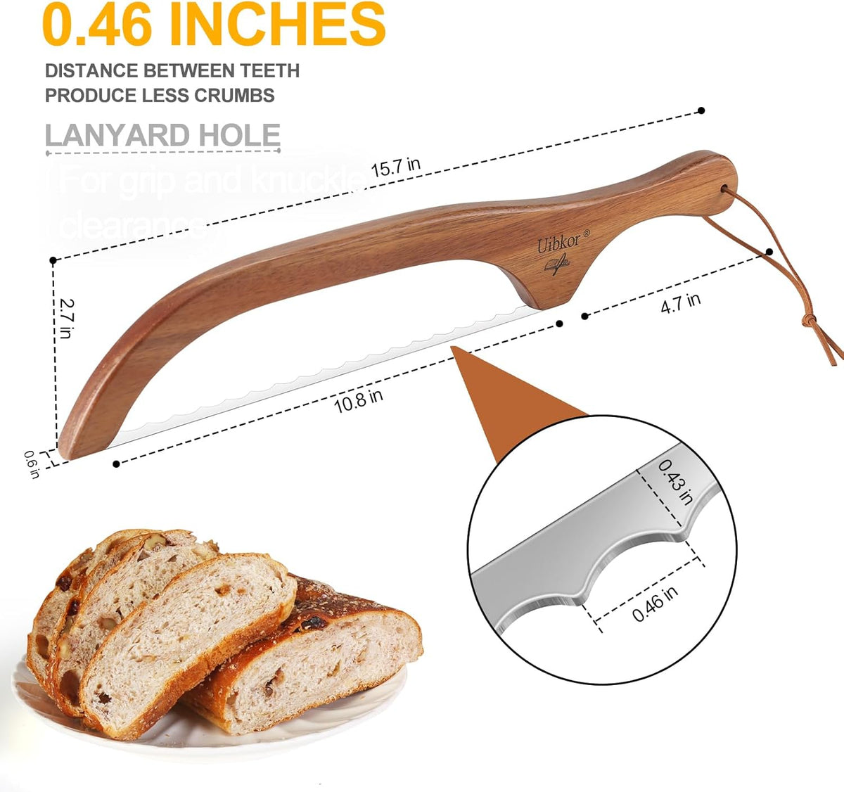Sourdough Bread Knife, Bread Slicer for Homemade, 16" Wooden Bread Cutter