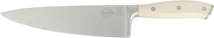 Kitchen Essentials Tasting Kitchen High-Carbon German Steel 7 Piece Full Tang Forged Cutlery Knife Block Set - Eggshell White W/Ashwood Block
