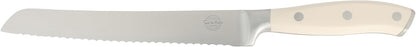 Kitchen Essentials Tasting Kitchen High-Carbon German Steel 7 Piece Full Tang Forged Cutlery Knife Block Set - Eggshell White W/Ashwood Block