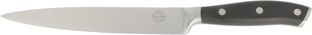 Kitchen Essentials Tasting Kitchen High-Carbon German Steel 7 Piece Full Tang Forged Cutlery Knife Block Set - Eggshell White W/Ashwood Block