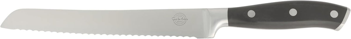 Kitchen Essentials Tasting Kitchen High-Carbon German Steel 7 Piece Full Tang Forged Cutlery Knife Block Set - Eggshell White W/Ashwood Block