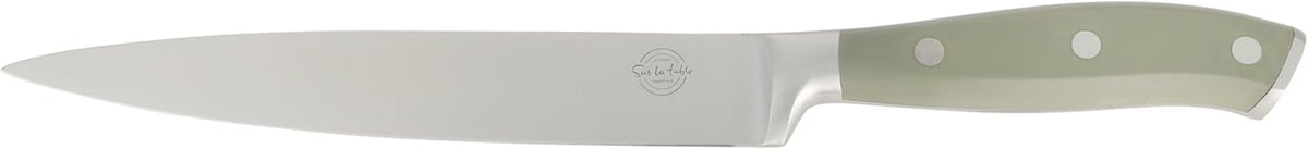 Kitchen Essentials Tasting Kitchen High-Carbon German Steel 7 Piece Full Tang Forged Cutlery Knife Block Set - Eggshell White W/Ashwood Block