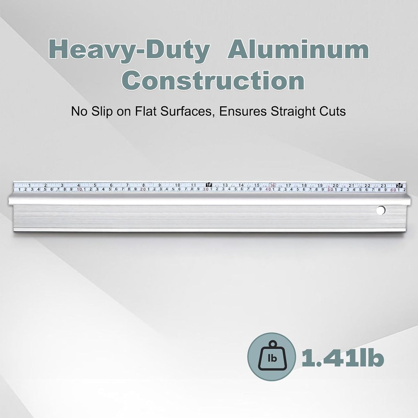 12 Inch Aluminum Safety Ruler with Finger Guard, Heavy Duty Metal Straight Edge Non-Slip Base with Hanging Hole Ruler for Cutting, Crafting, Drafting, Leather Fabric