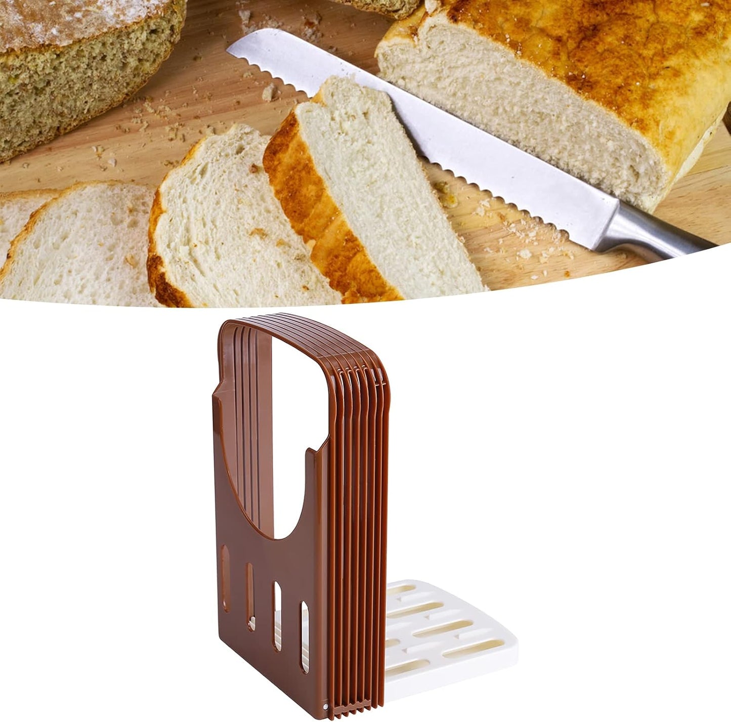 Adjustable Bread Slicer, Foldable Ham Cutter with Non-Slip Base Multi-Purpose for Cheese