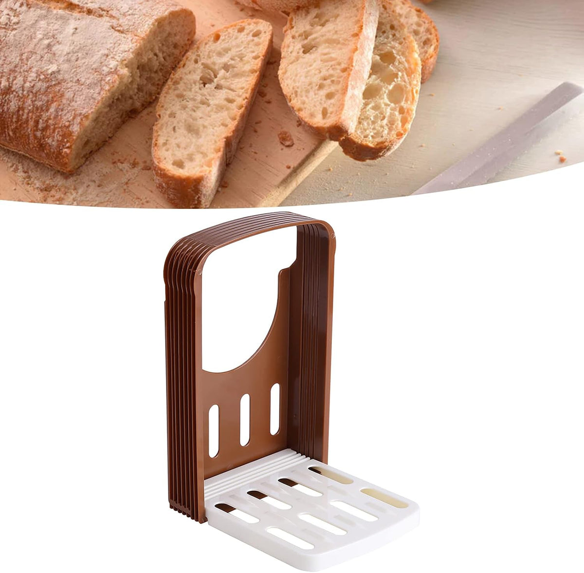 Adjustable Bread Slicer, Foldable Ham Cutter with Non-Slip Base Multi-Purpose for Cheese