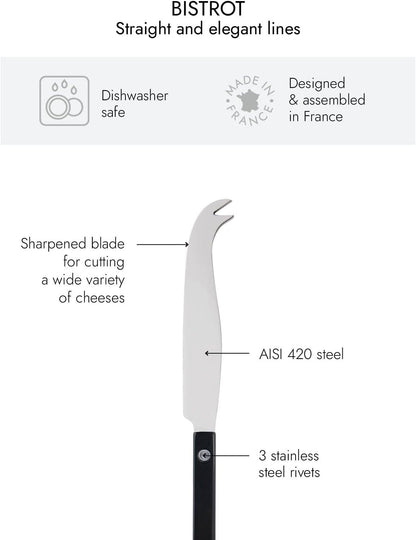 Cheese Knife 9.4 inches - Bistrot Collection - All Cheeses - Stainless Steel & Nylon - Dishwasher Safe - Navy Blue - Brilliant Finish