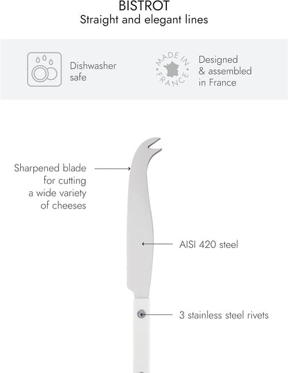 Cheese Knife 9.4 inches - Bistrot Collection - All Cheeses - Stainless Steel & Nylon - Dishwasher Safe - Navy Blue - Brilliant Finish