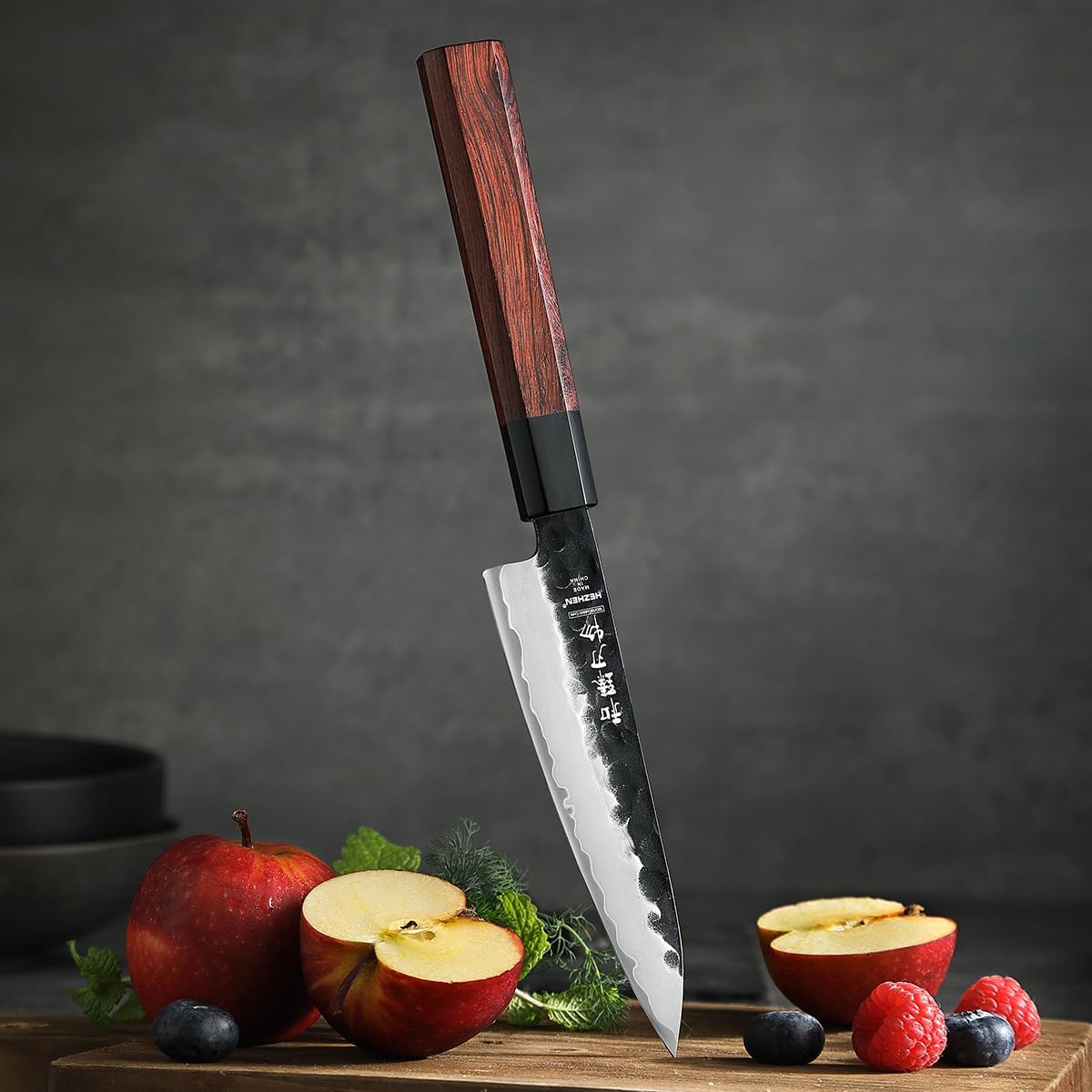 5.3" Utility Knife, Clad Steel Composite Forging Steel Universal Knife, Petty Knife Paring Fruit Peeling,Japanese Style Kitchen Knife,Natural Wood Octagonal Handle