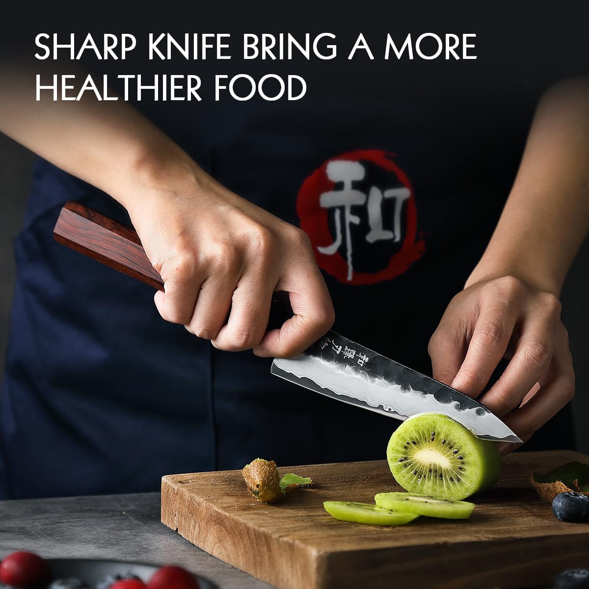 5.3" Utility Knife, Clad Steel Composite Forging Steel Universal Knife, Petty Knife Paring Fruit Peeling,Japanese Style Kitchen Knife,Natural Wood Octagonal Handle
