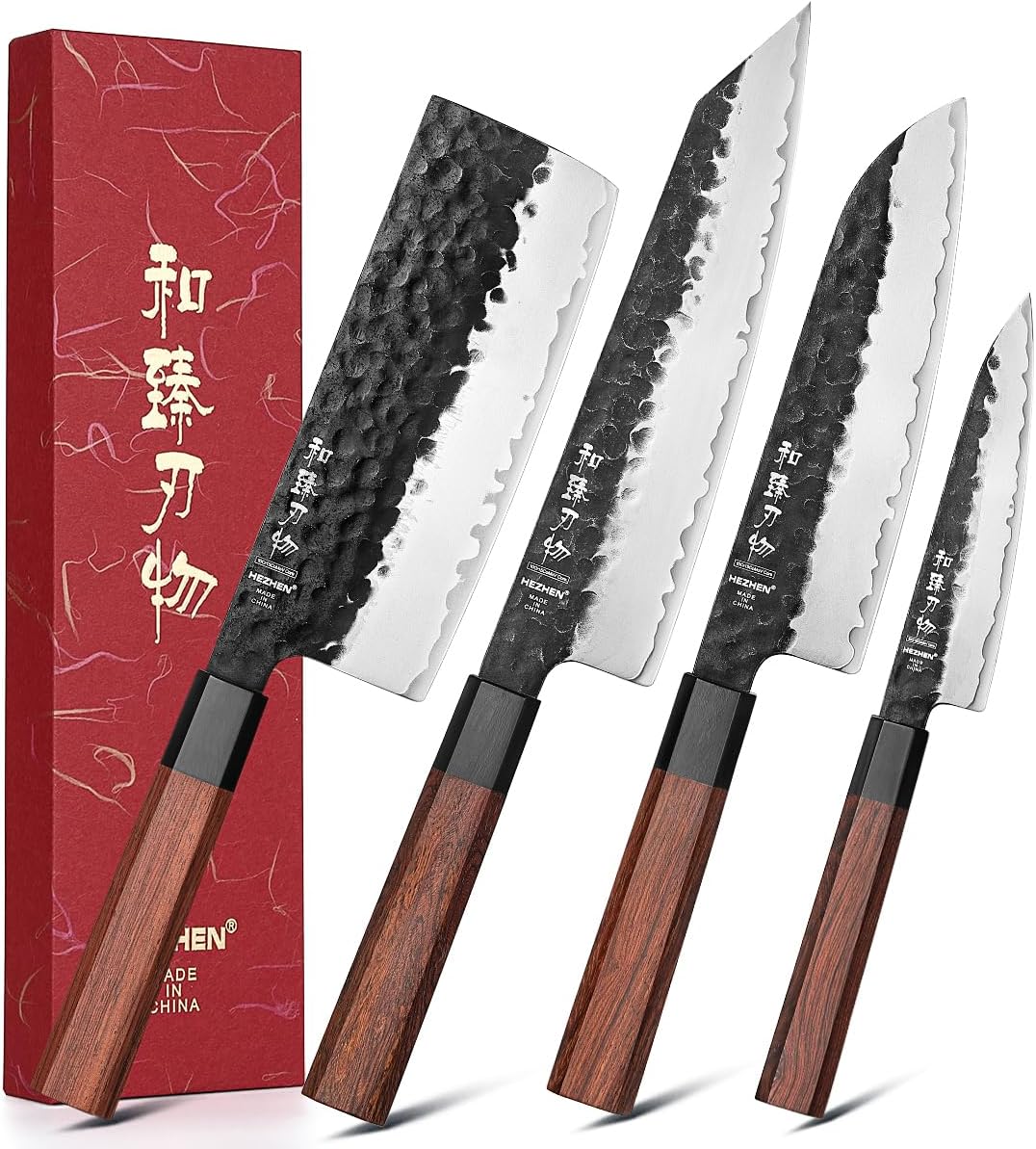 5.3" Utility Knife, Clad Steel Composite Forging Steel Universal Knife, Petty Knife Paring Fruit Peeling,Japanese Style Kitchen Knife,Natural Wood Octagonal Handle