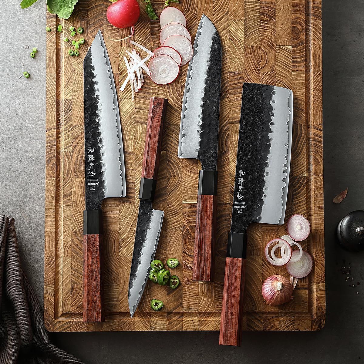 5.3" Utility Knife, Clad Steel Composite Forging Steel Universal Knife, Petty Knife Paring Fruit Peeling,Japanese Style Kitchen Knife,Natural Wood Octagonal Handle
