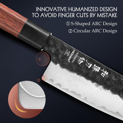 5.3" Utility Knife, Clad Steel Composite Forging Steel Universal Knife, Petty Knife Paring Fruit Peeling,Japanese Style Kitchen Knife,Natural Wood Octagonal Handle