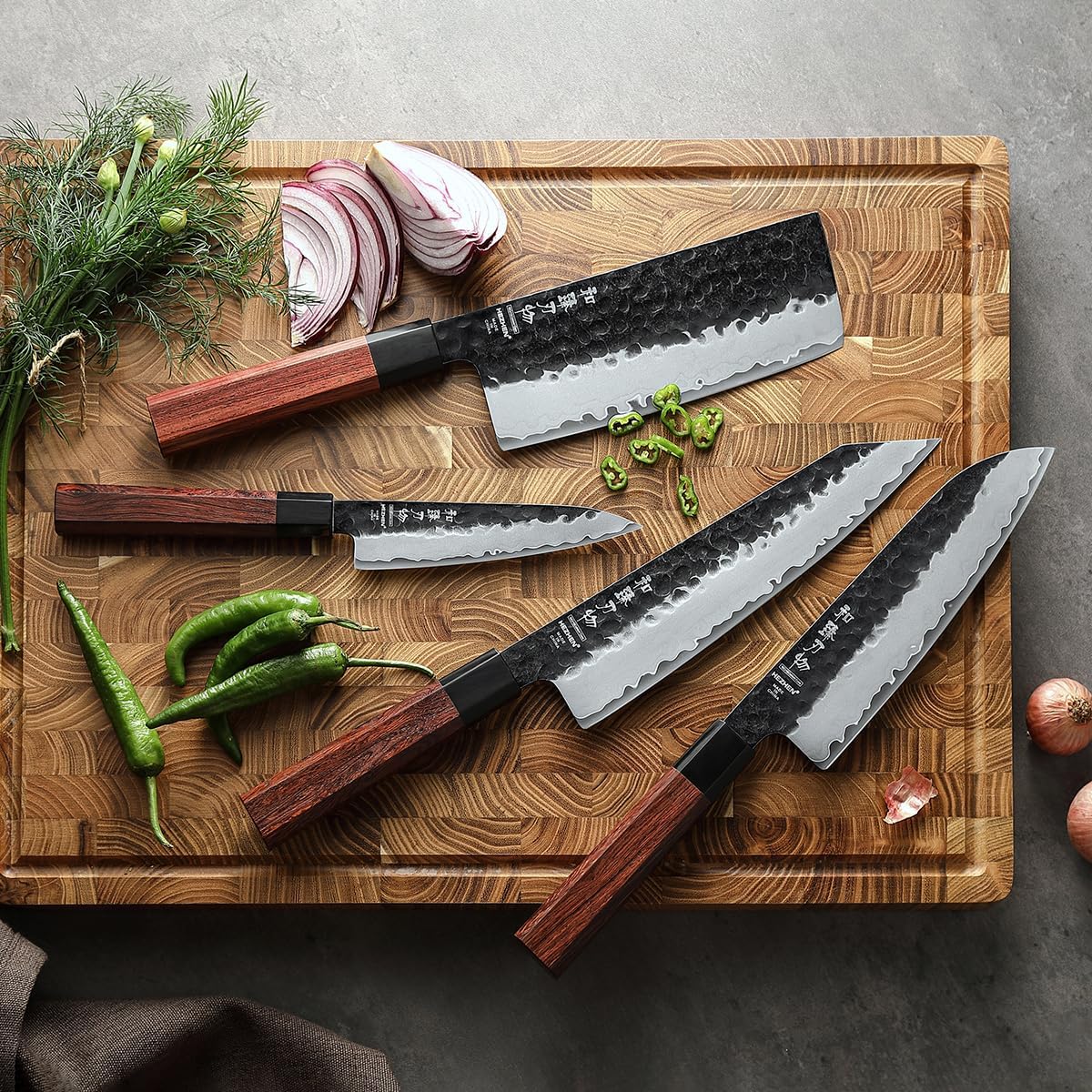 5.3" Utility Knife, Clad Steel Composite Forging Steel Universal Knife, Petty Knife Paring Fruit Peeling,Japanese Style Kitchen Knife,Natural Wood Octagonal Handle