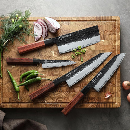 5.3" Utility Knife, Clad Steel Composite Forging Steel Universal Knife, Petty Knife Paring Fruit Peeling,Japanese Style Kitchen Knife,Natural Wood Octagonal Handle
