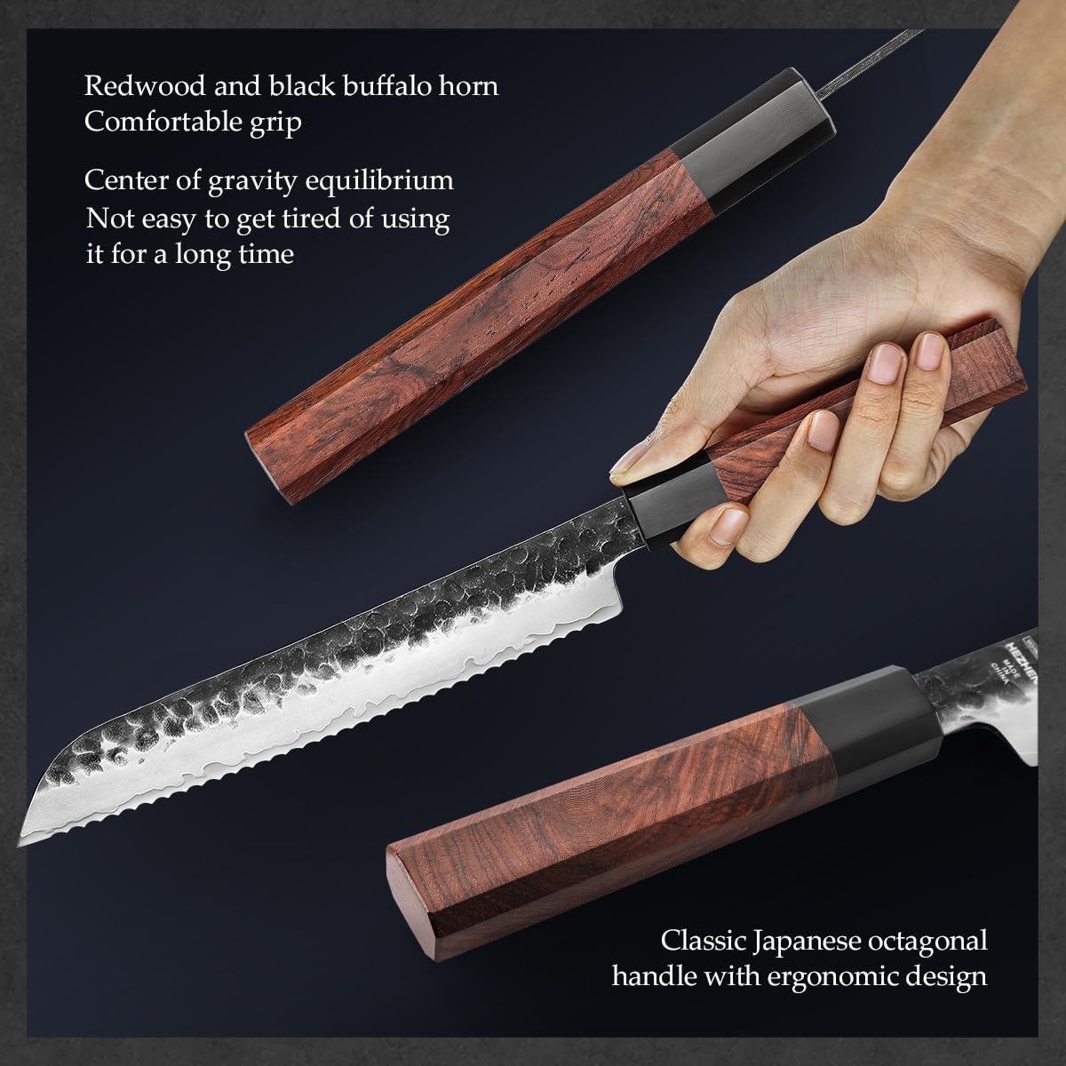 5.3" Utility Knife, Clad Steel Composite Forging Steel Universal Knife, Petty Knife Paring Fruit Peeling,Japanese Style Kitchen Knife,Natural Wood Octagonal Handle