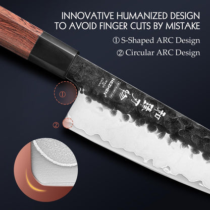 5.3" Utility Knife, Clad Steel Composite Forging Steel Universal Knife, Petty Knife Paring Fruit Peeling,Japanese Style Kitchen Knife,Natural Wood Octagonal Handle