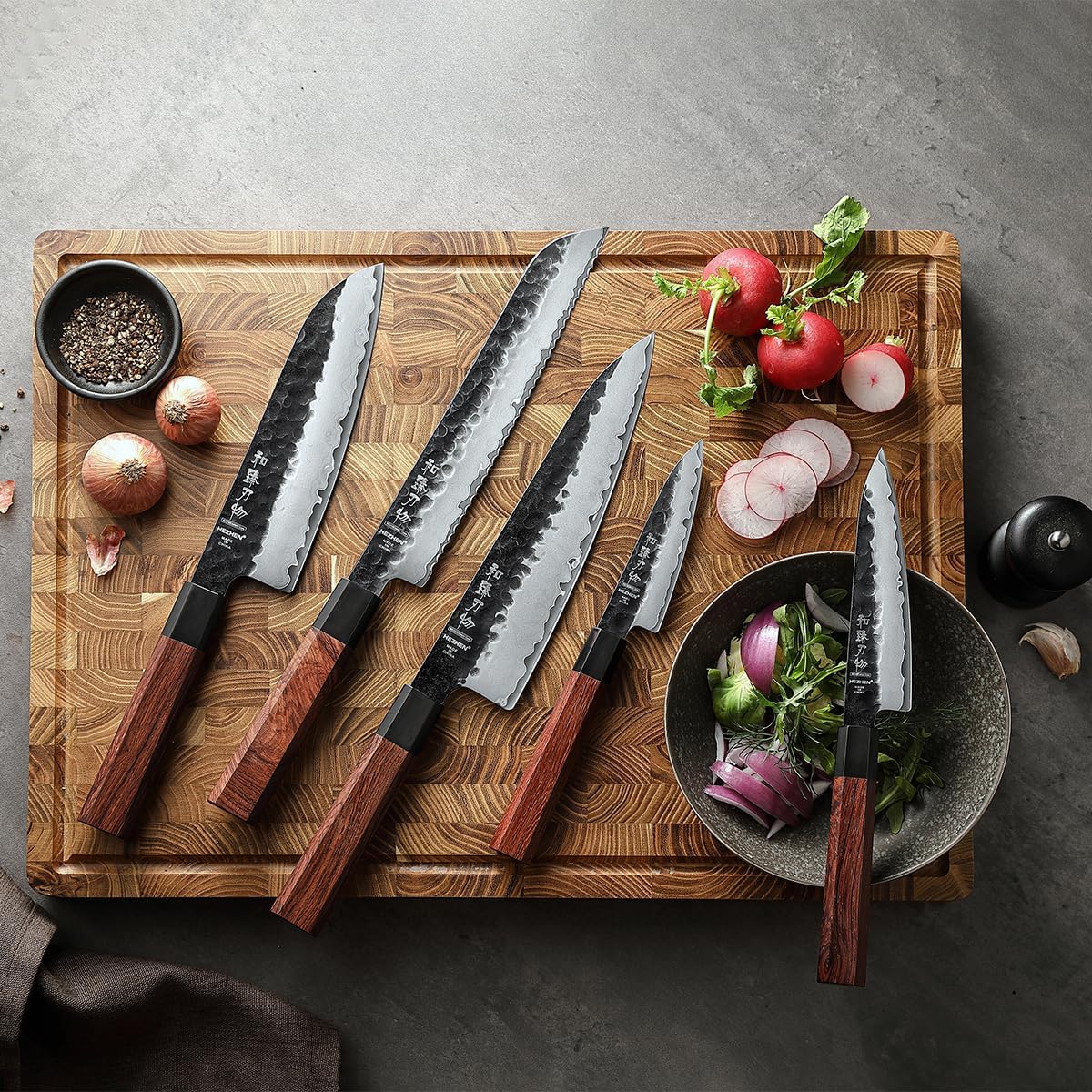 5.3" Utility Knife, Clad Steel Composite Forging Steel Universal Knife, Petty Knife Paring Fruit Peeling,Japanese Style Kitchen Knife,Natural Wood Octagonal Handle