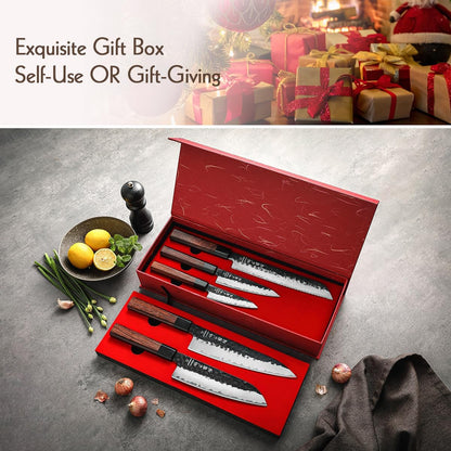 5.3" Utility Knife, Clad Steel Composite Forging Steel Universal Knife, Petty Knife Paring Fruit Peeling,Japanese Style Kitchen Knife,Natural Wood Octagonal Handle