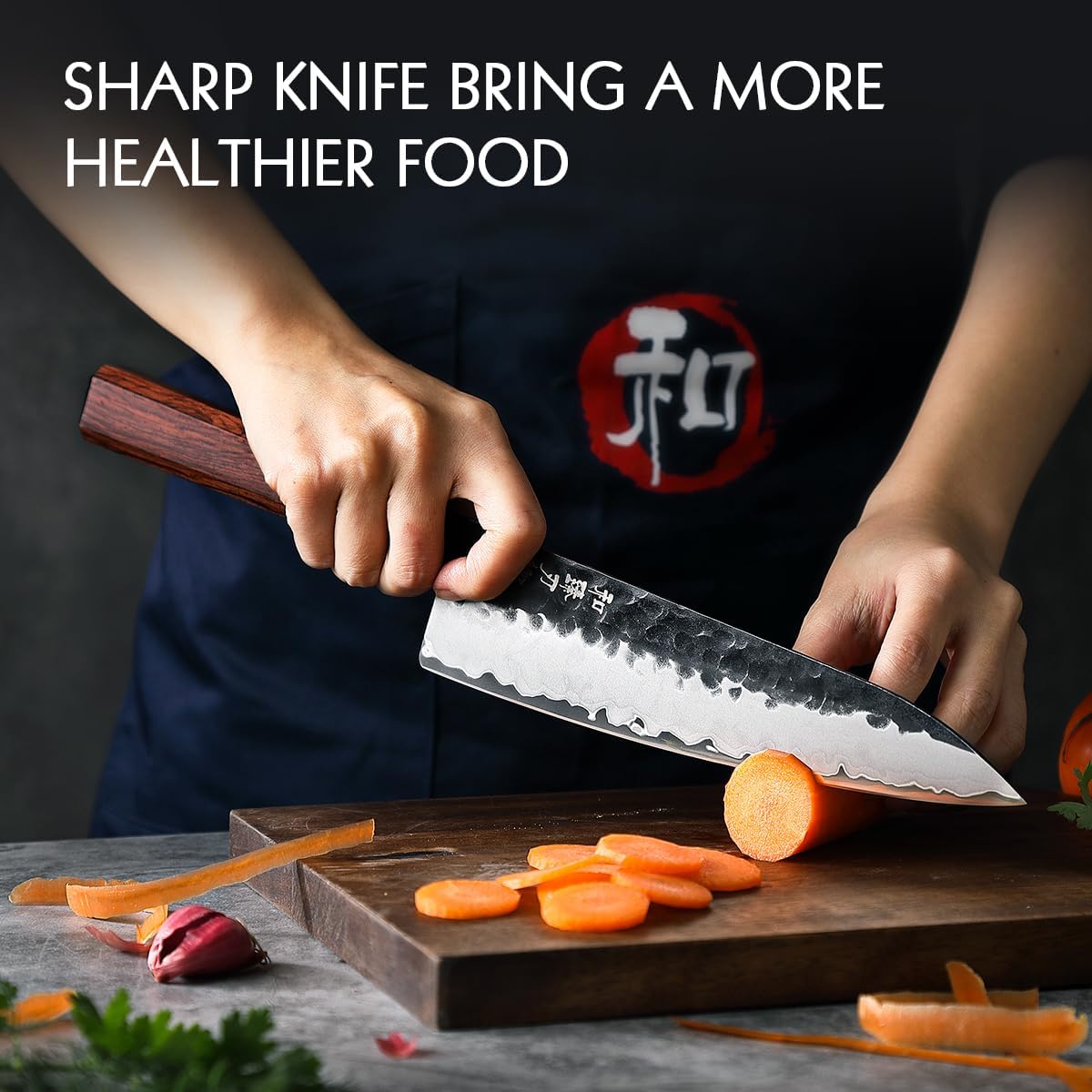 5.3" Utility Knife, Clad Steel Composite Forging Steel Universal Knife, Petty Knife Paring Fruit Peeling,Japanese Style Kitchen Knife,Natural Wood Octagonal Handle