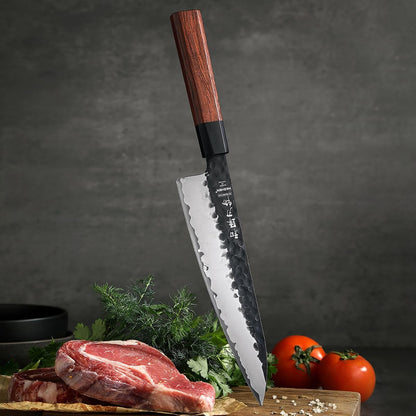 5.3" Utility Knife, Clad Steel Composite Forging Steel Universal Knife, Petty Knife Paring Fruit Peeling,Japanese Style Kitchen Knife,Natural Wood Octagonal Handle