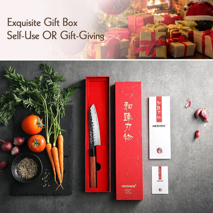 5.3" Utility Knife, Clad Steel Composite Forging Steel Universal Knife, Petty Knife Paring Fruit Peeling,Japanese Style Kitchen Knife,Natural Wood Octagonal Handle