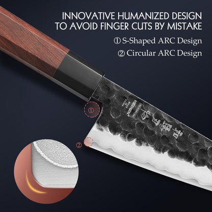 5.3" Utility Knife, Clad Steel Composite Forging Steel Universal Knife, Petty Knife Paring Fruit Peeling,Japanese Style Kitchen Knife,Natural Wood Octagonal Handle