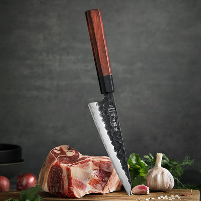 5.3" Utility Knife, Clad Steel Composite Forging Steel Universal Knife, Petty Knife Paring Fruit Peeling,Japanese Style Kitchen Knife,Natural Wood Octagonal Handle