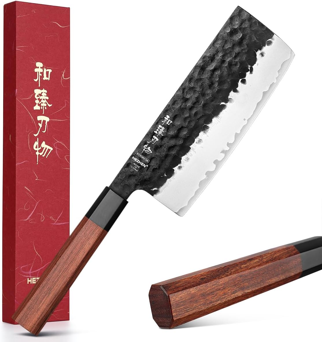 5.3" Utility Knife, Clad Steel Composite Forging Steel Universal Knife, Petty Knife Paring Fruit Peeling,Japanese Style Kitchen Knife,Natural Wood Octagonal Handle