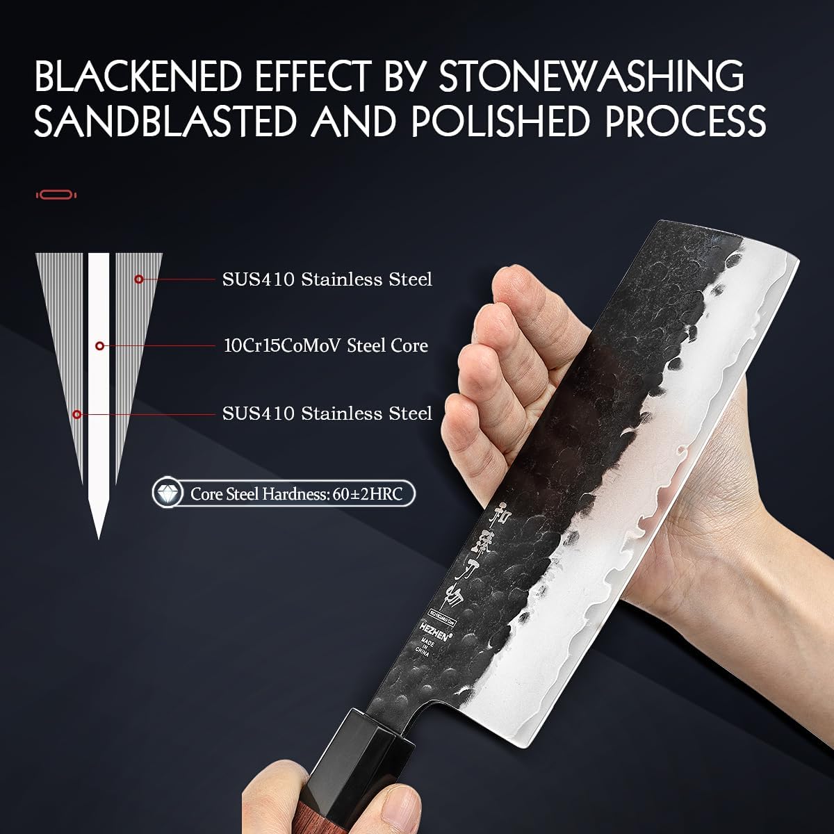 5.3" Utility Knife, Clad Steel Composite Forging Steel Universal Knife, Petty Knife Paring Fruit Peeling,Japanese Style Kitchen Knife,Natural Wood Octagonal Handle