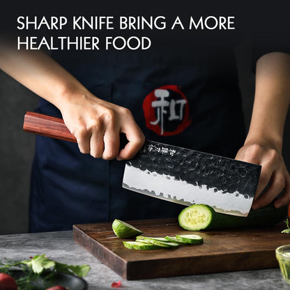 5.3" Utility Knife, Clad Steel Composite Forging Steel Universal Knife, Petty Knife Paring Fruit Peeling,Japanese Style Kitchen Knife,Natural Wood Octagonal Handle